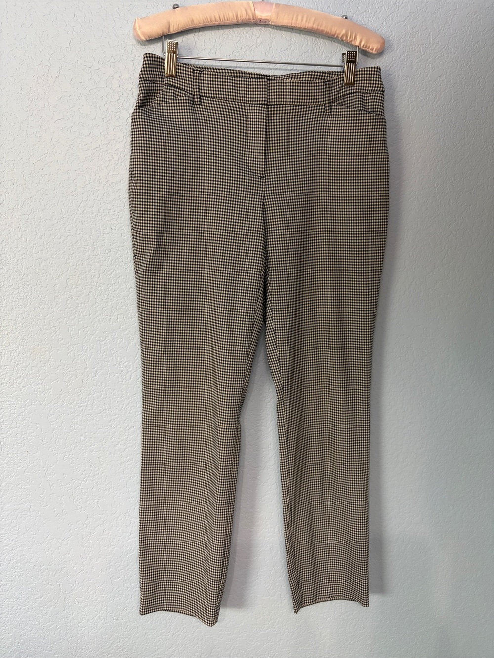 Adrienne Vittadini Straight Leg Houndstooth Pants in Black and White Size 6